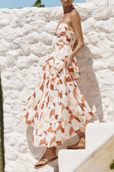 Vacation Halterneck Print Maxi Dresses